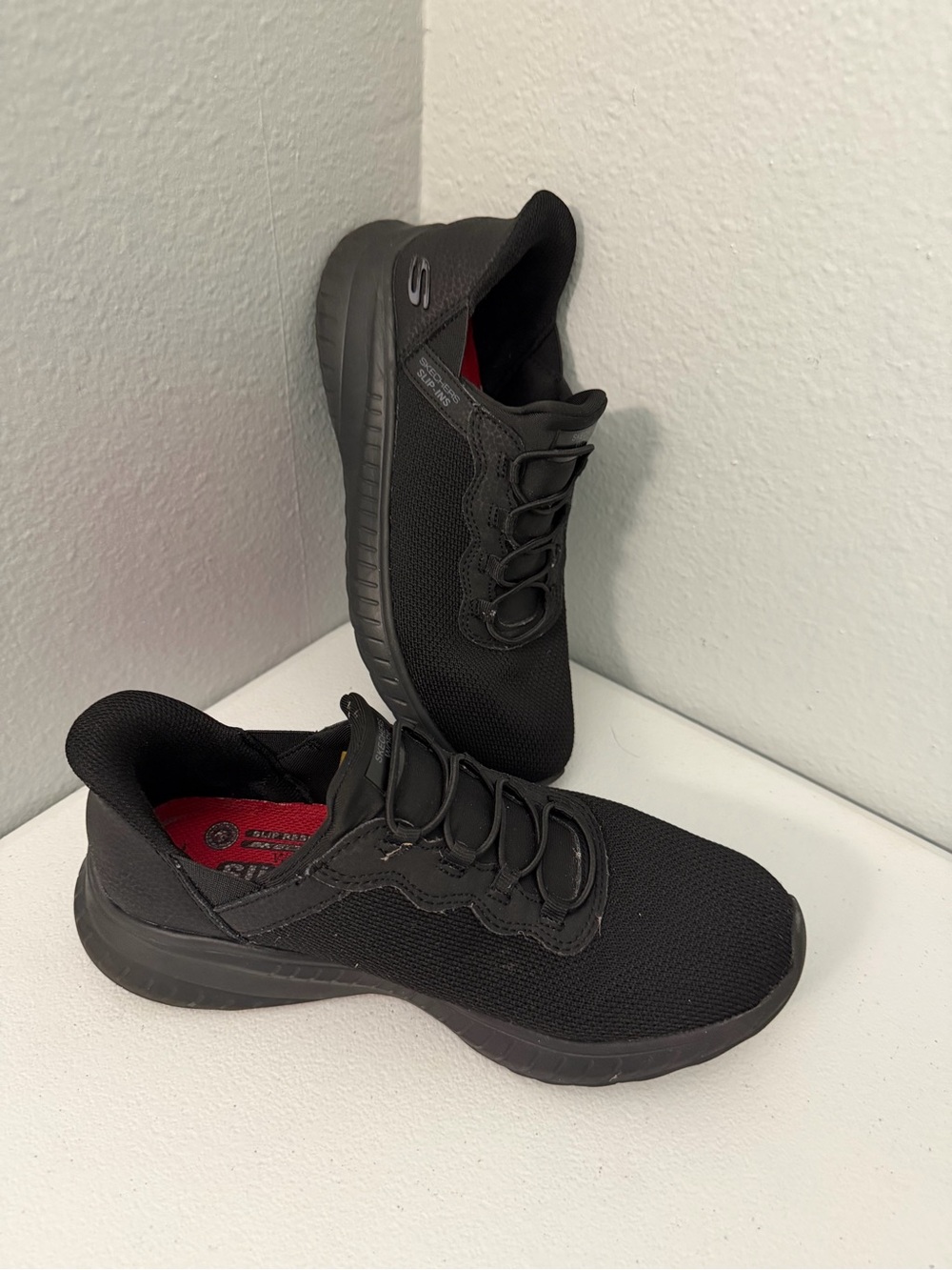 Skechers Men’s Black Athletic Slip-On Knit Sneakers